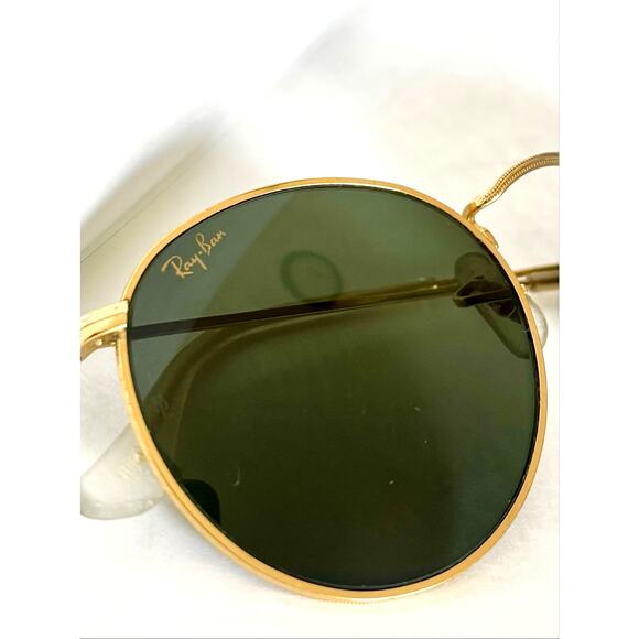 VTG 90s Ray-Ban B&L Gold Round Metal Preppy Sunglasses Festival Unisex 50mm main image 7